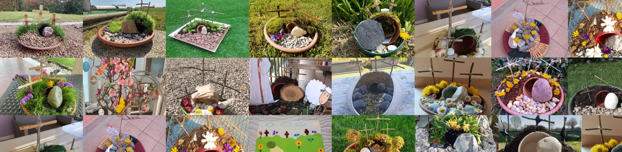 Alcune delle foto dei giardini preparati dai ragazzi del catechismo